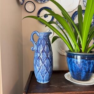 Blue Ceramic Pitcher Carstens West Germany